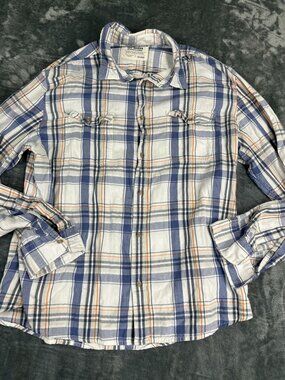 Urban Pipeline Mens Blue Orange Plaid Button-Down Shirt Long Sleeve XXL